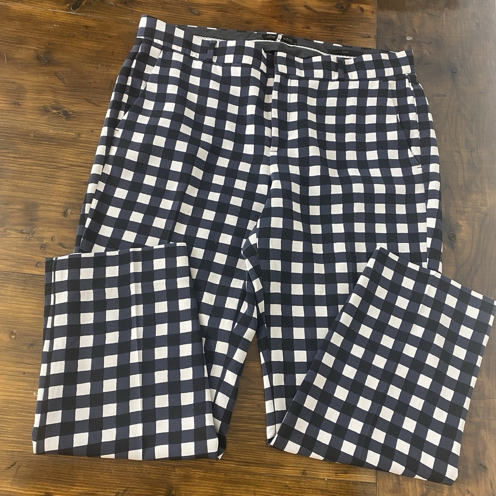 Banana Republic Avery Black White Gingham Ankle-Length Pants Sz 12 SKU E105